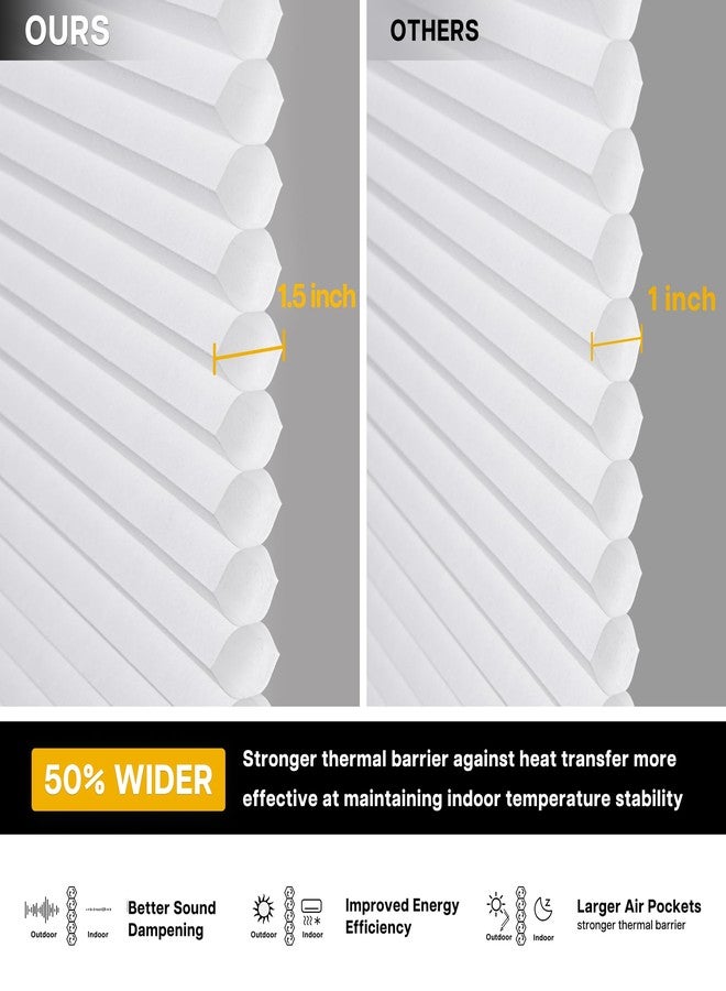 LazBlinds Cordless Cellular Blinds, No Drill Light Filtering Honeycomb Shades for Indoor Windows, Insulated UV Protection Cellular Shades, Easy Inside Mount, 36" W x 48" H, White - Image 5